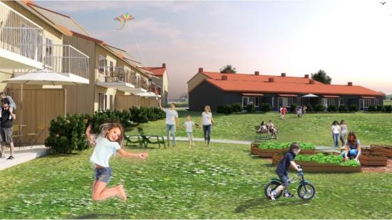 Bilden är en illustration över hur kvarteret Bandgrinden kan komma att se ut.