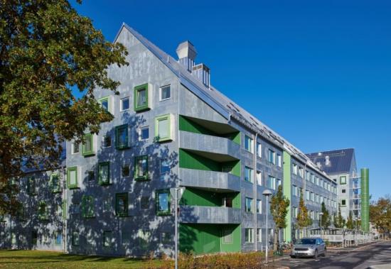 Finalister i PL&Aring;TPRISET 2020. Studentbostadshuset Proto i Lund.