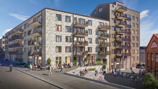 I Majorna, Göteborg bygger Tuve Bygg cirka 350 nya bostäder för Magnolia Bostad, byggstart i februari 2022 (bilden är en illustration).