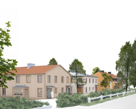 Brf Lyckoterrassen, vy från Södra Kungsvägen (bilden är en illustration).