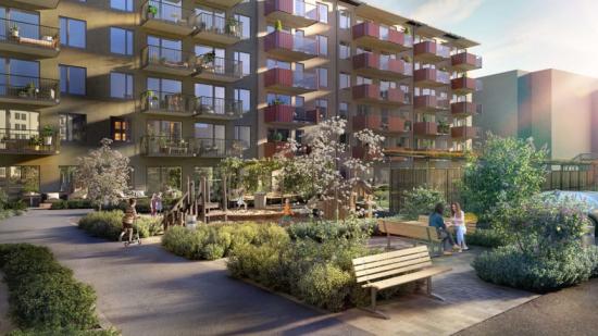 Visionsbild över innergården (bilden är en illustration).