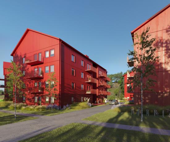 Visionsbild över den planerade bostadsbebyggelsen (bilden är en illustration).