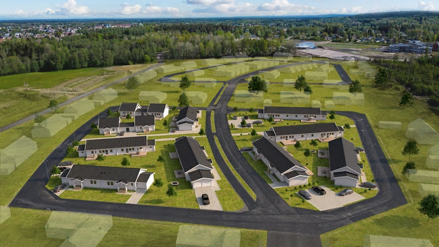 &Auml;lvsbyhus nya BRF och uppförande av 10 parhus på Rosenberg i Tidaholm.