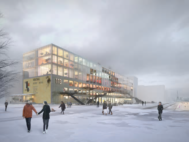 Konceptbild för Magasin 113 i Frihamnen av MVRDV och BSK Arkitekter.