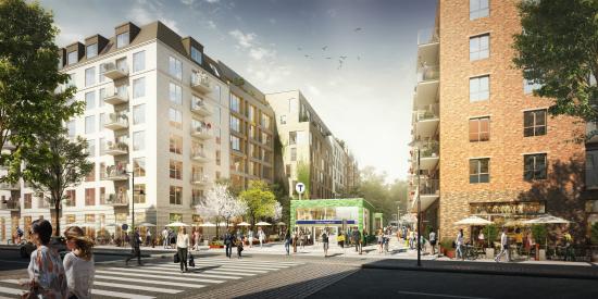 Hagalunds arbetsplatsområde omvandlas. Humlegården bygger 500 nya bostäder i en första etapp, i anslutning till den nya tunnelbanestationen Södra Hagalund.