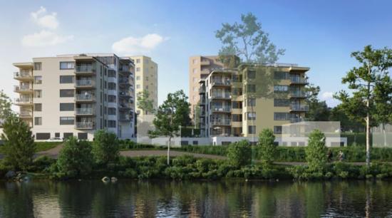 I centrala Strängnäs finns snart brf Sjöparken. Arkitekt är Engstrand och Speek.