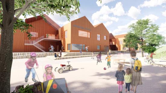 Visionsbild över Mörrums nya skola.