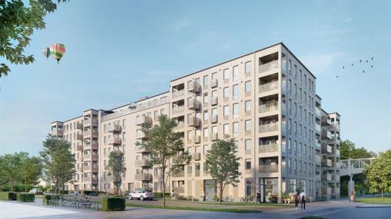 Visionsbild över det hållbara projektet Brf Cubo, som ska byggas i Lund (bilden är en illustration).