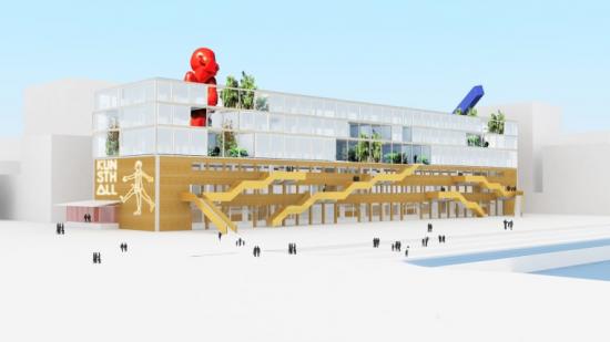 Tidig konceptbild av Magasin 113 i Frihamnen: MVRDV architects med BSK