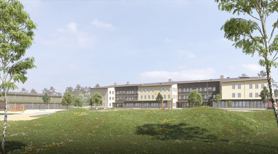 Så här kan skolgården till Färjestadsskolan komma att se ut (bilden är en illustration).