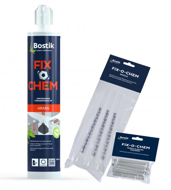 Fix-O-Chem är en snabbhärdande kemisk förankring för infästningar i solida cementbaserade material, håltegel och byggblock.
