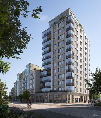 Visionsbilv av Brf Kaprifolen som ska uppföras i Kongahälla, Kungälv (bilden är en illustration).