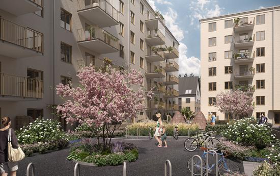 Kvarteret Kasernen 1 blir en del av den expanderande stadsdelen Regementsstaden i Borås (bilden är illustration).