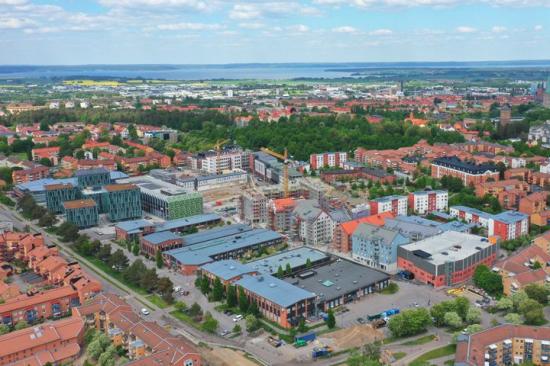 Drönarbild över området Ebbepark i Linköping.