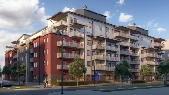 Visionsbild över Brf Sjömärket som ska byggas i Västerås (bilden är en illustration).