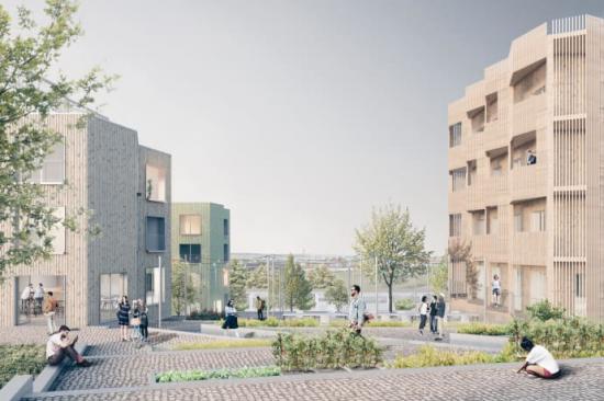 Vy över Träbyn, studentbostäder i Jönköping.