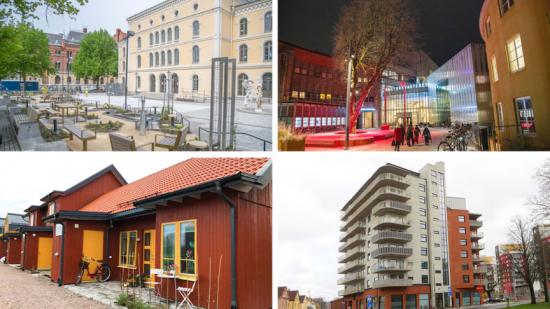 Någon av de här fyra projekten kan vinna &Ouml;rebro kommuns Byggnadspris 2021. Bläddra för att se mer!
