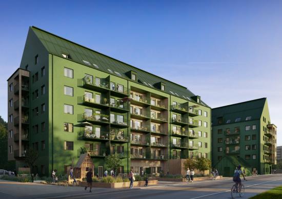 I Wallenstams nyproduktion Bersån i Kvarngärdet, Uppsala har klimatförbättrad betong använts i byggnationen. Hit välkomnas de första hyresgästerna under våren nästa år.