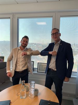 Jacob Karlsson, VD för K-Fast Holding AB, och Niclas Bagler, chef BoKlok Sverige.