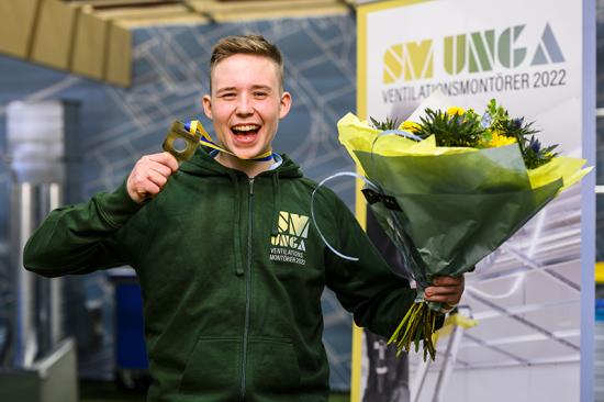 Pontus Forsström, guldmedaljör i SM Unga Ventilationsmontörer 2022.