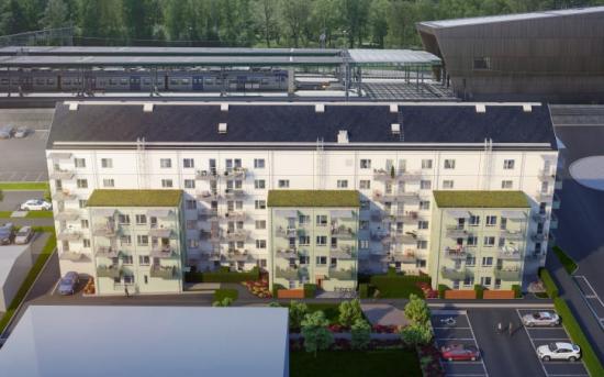 Fastigheten kommer ha solceller och gröna tak.
