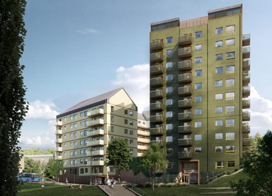 Kvarteret Terrassen med 165 hyresrätter på 1- 4 rum och kök är nu under byggnation i Kallebäcks Terrasser.