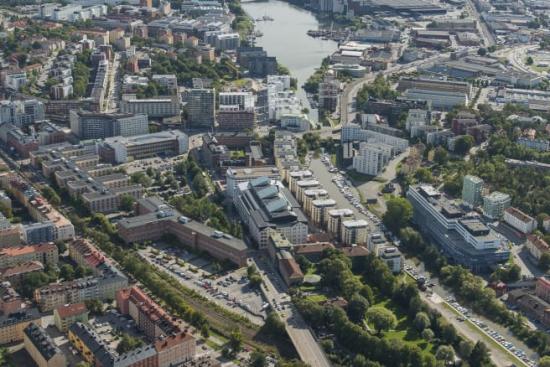 Flygbild Fabriksparken, Sundbyberg - Foto: Linus Flodin