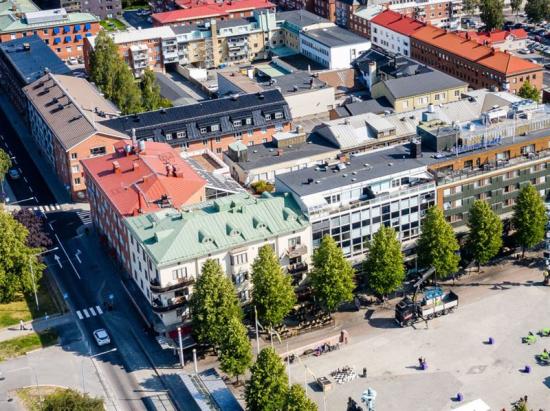 &Ouml;verblick över fastigheten Loke 8 i centrala Skellefteå.