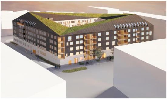 Tidig visionsbild av kvarteret Pålsteken i Limhamn.