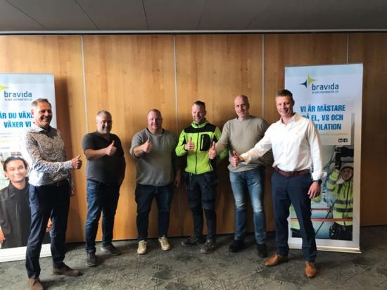 Från vänster: Anders Ahlquist, Bravida, Roger Weiss, Thomas Fallqvist, Magnus Orelöv och Mats Hallberg VentFyran, Hans Hermansson, Bravida.