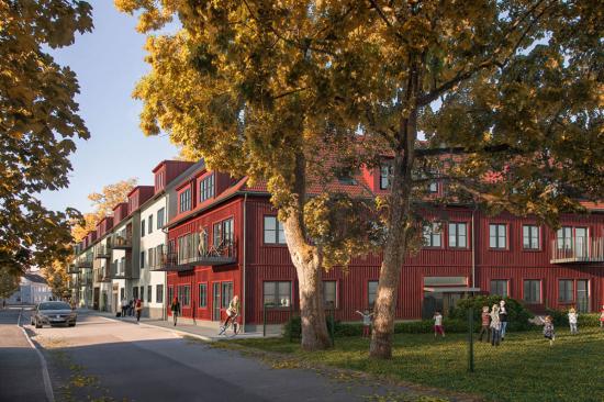 Visionsbild över Kvarteret Prästlyckan Alingsås (bilden är en illustration).