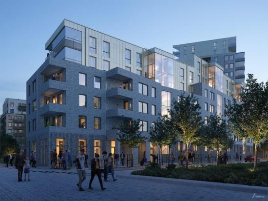Visionsbilv av Brf Kaprifolen som ska uppföras i Kongahälla, Kungälv (bilden är en illustration).