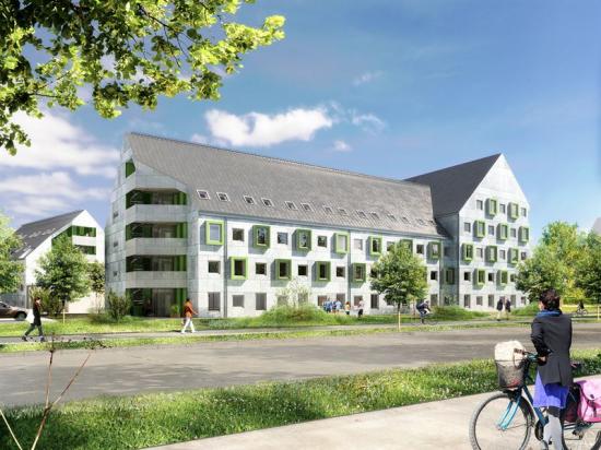 Illustration av AF Bostäders nybyggnadsprojekt Proto på Kämnärsrätten i Lund