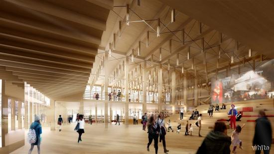 lllustration interiör Skellefteå Kulturhus.