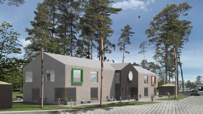 En skiss på hur den nya förskolan i Havsbaden kan komma att se ut (bilden är en illustration).