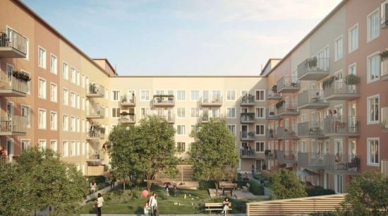 Visionsbild över projektet Brf Parkliv, Täby Park (bilden är en illustration).